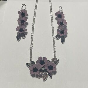 Floral Silver and Purple Jewelry Set